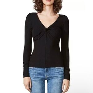 Black Twist Front Ribbed Top